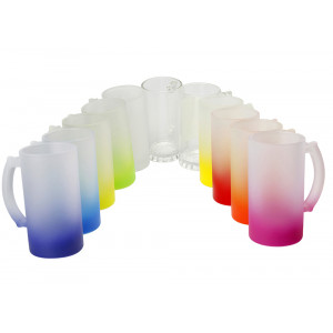  O cană (pocal) din sticlă mată cu fund colorat pentru designul tău